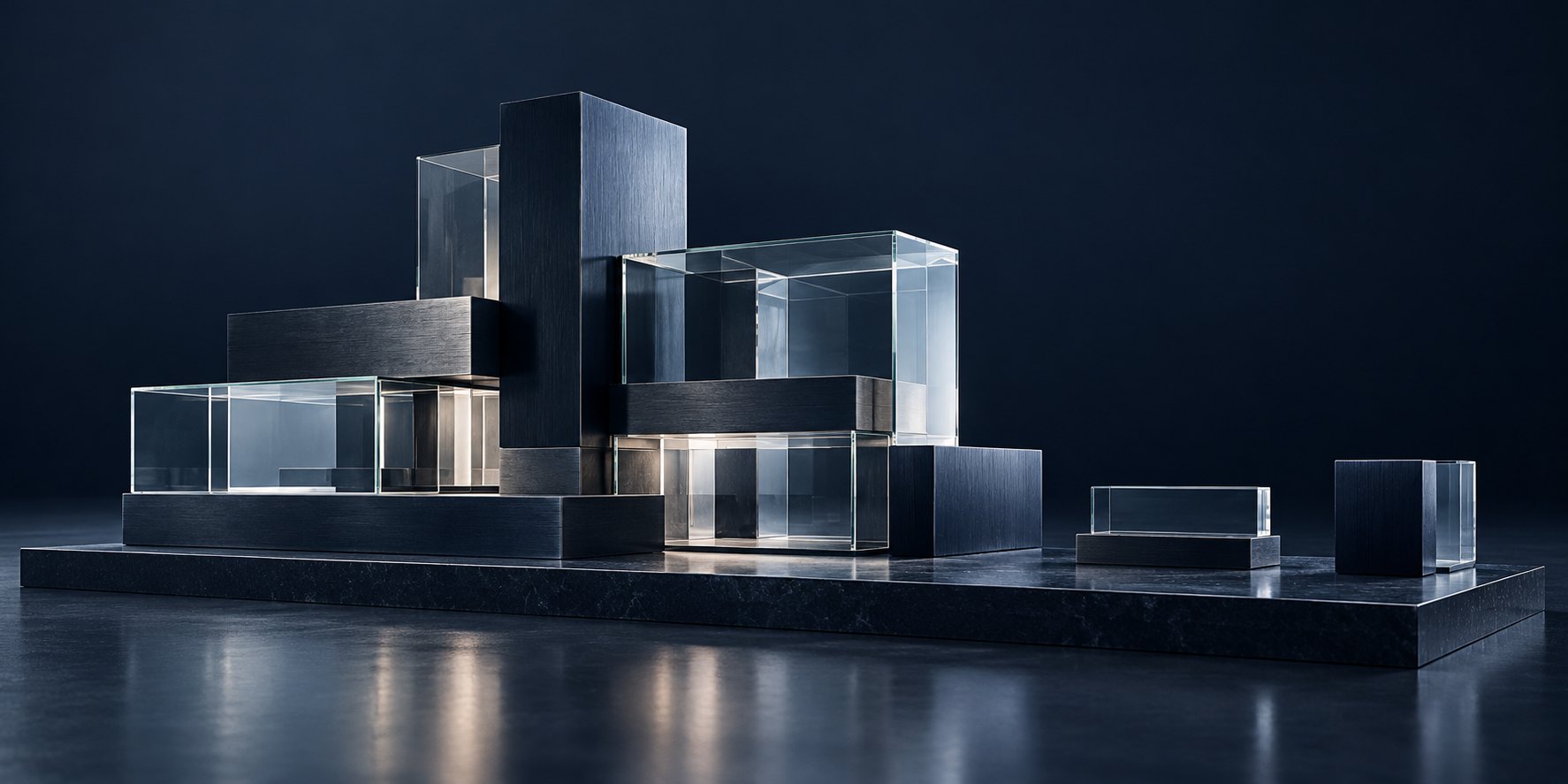 Steel and clear glass modules form a coherent architectural structure, with room for further possibilities.