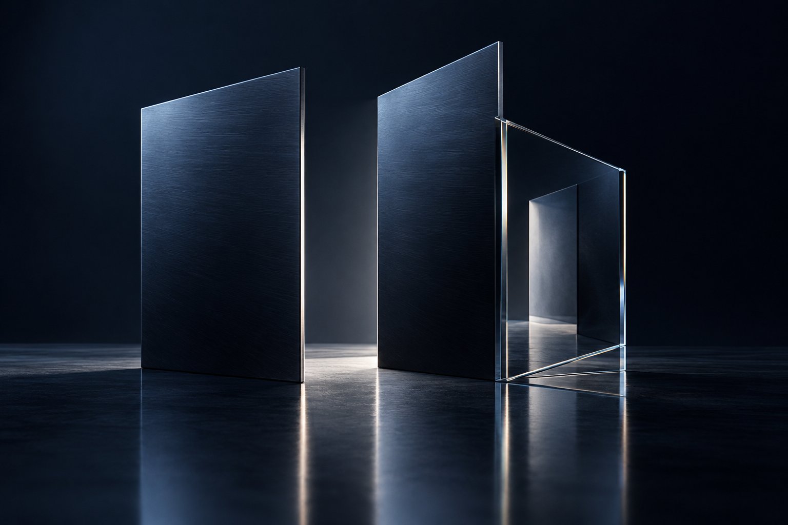 A reflected opening reveals a route beyond the obvious one.