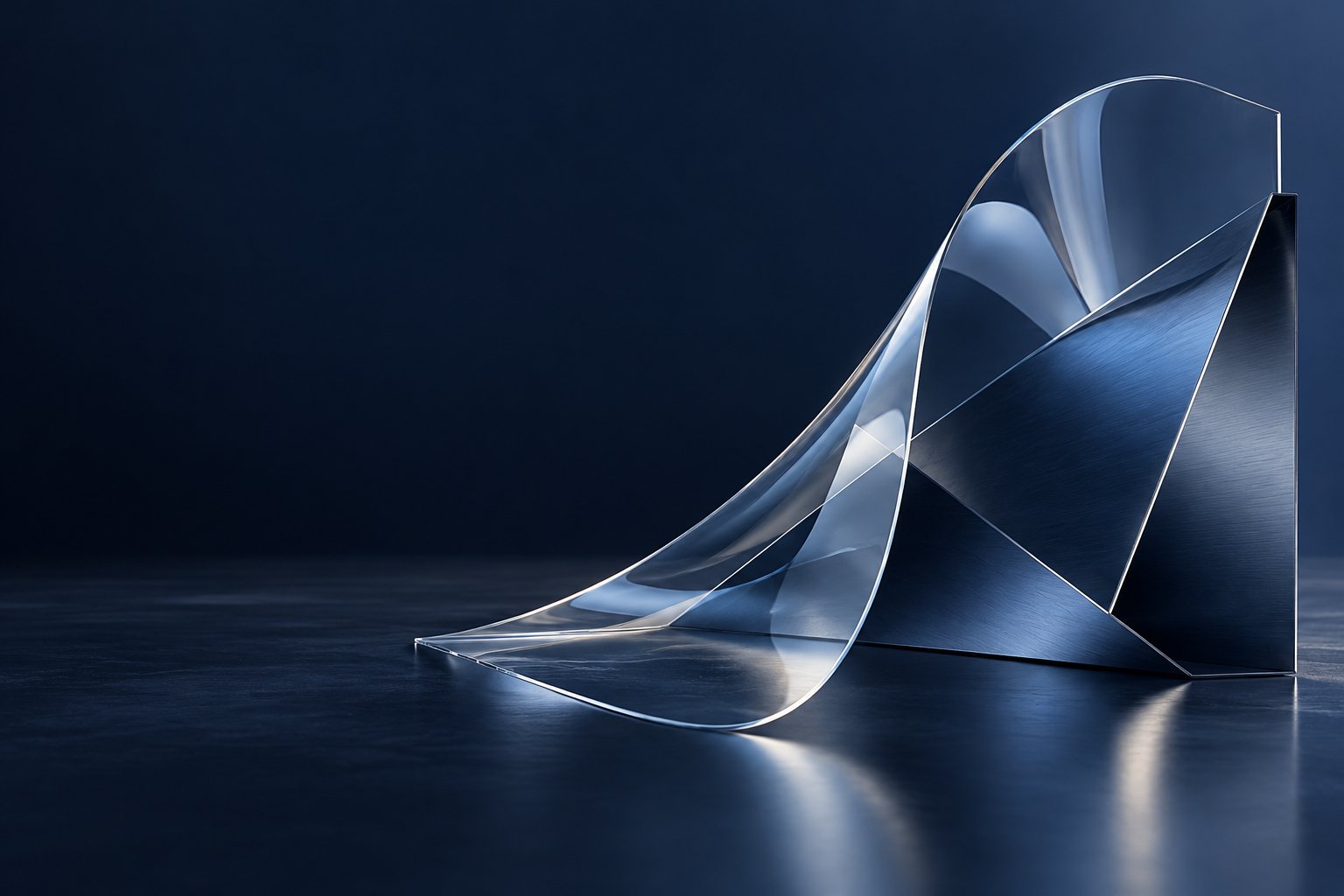 Layers of glass reveal the structure beneath an apparent surface.
